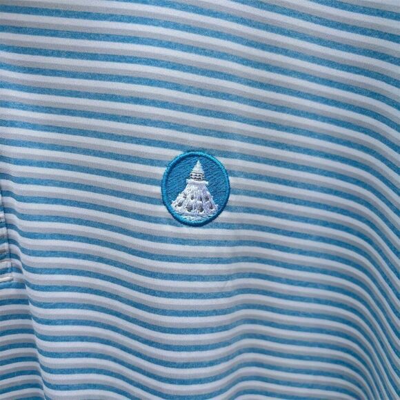 Straight Down Golf Men's 2XL Blue White Striped Polo Shirt Short Sleeve - Picture 5 of 5